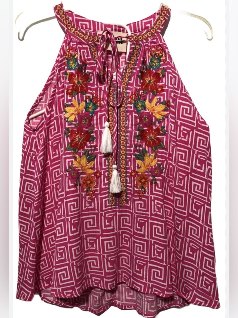 SAVANNA JANE / Plus/ women’s Embroidered Pink Halter Neck Women’s Top/ NWT